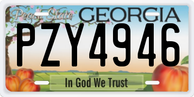 GA license plate PZY4946
