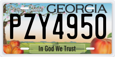 GA license plate PZY4950