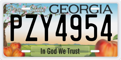 GA license plate PZY4954