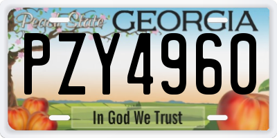 GA license plate PZY4960
