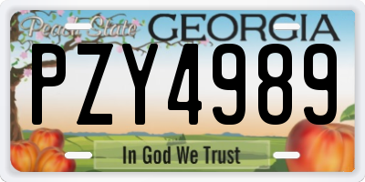 GA license plate PZY4989