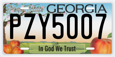 GA license plate PZY5007