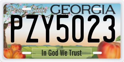 GA license plate PZY5023