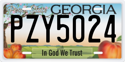 GA license plate PZY5024