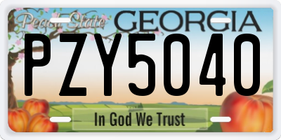 GA license plate PZY5040