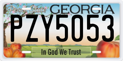 GA license plate PZY5053