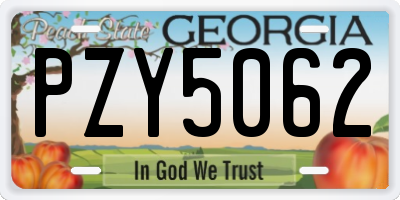 GA license plate PZY5062