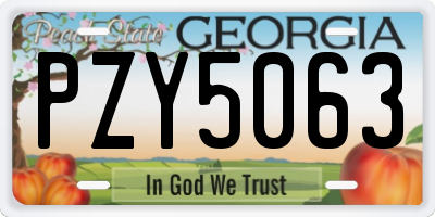 GA license plate PZY5063