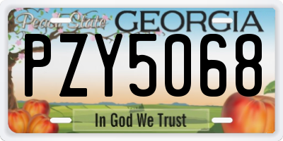 GA license plate PZY5068