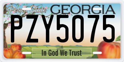 GA license plate PZY5075