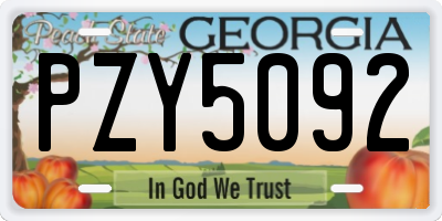 GA license plate PZY5092