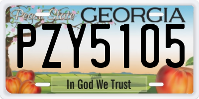 GA license plate PZY5105