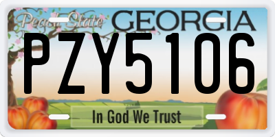 GA license plate PZY5106