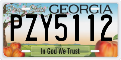GA license plate PZY5112