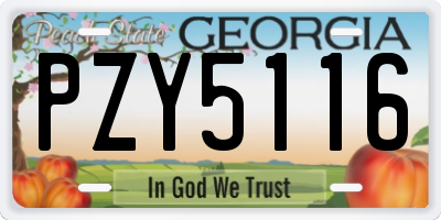 GA license plate PZY5116