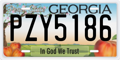 GA license plate PZY5186