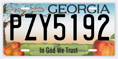 GA license plate PZY5192