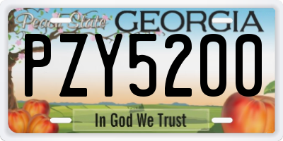 GA license plate PZY5200