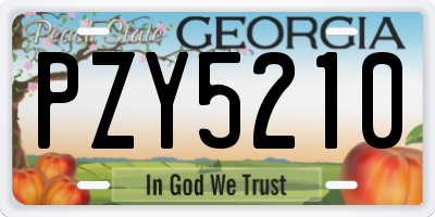 GA license plate PZY5210