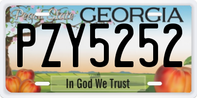 GA license plate PZY5252