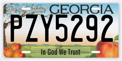 GA license plate PZY5292