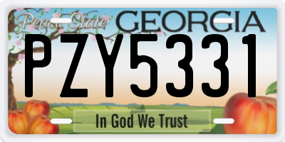 GA license plate PZY5331