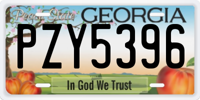 GA license plate PZY5396