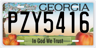 GA license plate PZY5416