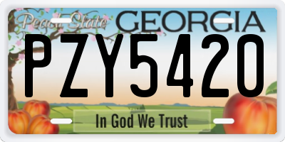 GA license plate PZY5420