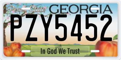 GA license plate PZY5452
