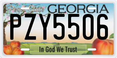 GA license plate PZY5506