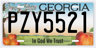 GA license plate PZY5521