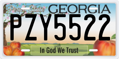 GA license plate PZY5522