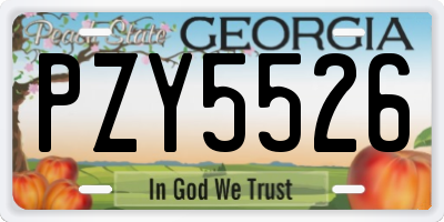 GA license plate PZY5526