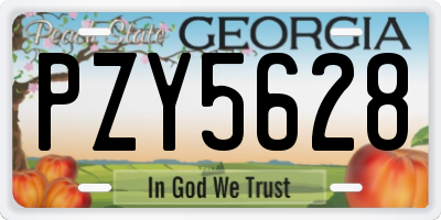 GA license plate PZY5628
