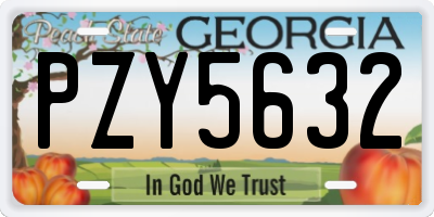 GA license plate PZY5632