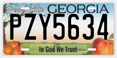 GA license plate PZY5634