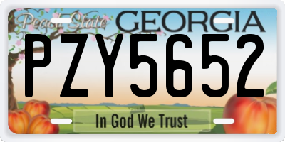 GA license plate PZY5652