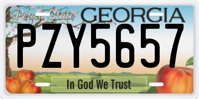 GA license plate PZY5657