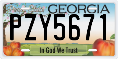 GA license plate PZY5671