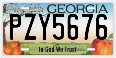 GA license plate PZY5676