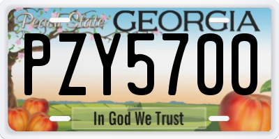 GA license plate PZY5700