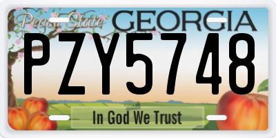 GA license plate PZY5748