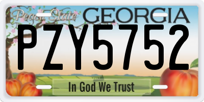 GA license plate PZY5752