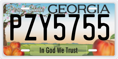 GA license plate PZY5755