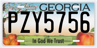 GA license plate PZY5756