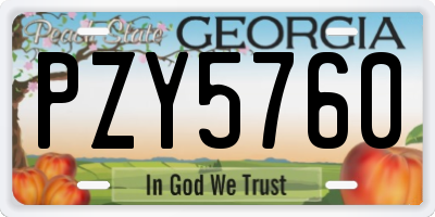 GA license plate PZY5760
