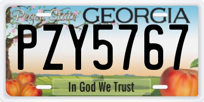 GA license plate PZY5767