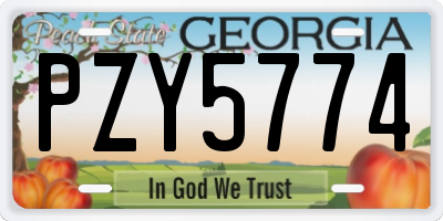 GA license plate PZY5774