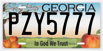 GA license plate PZY5777